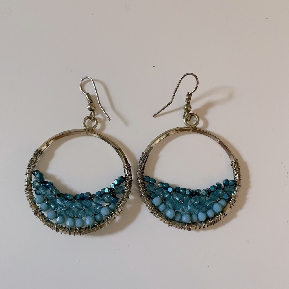 Blue and gold earrings